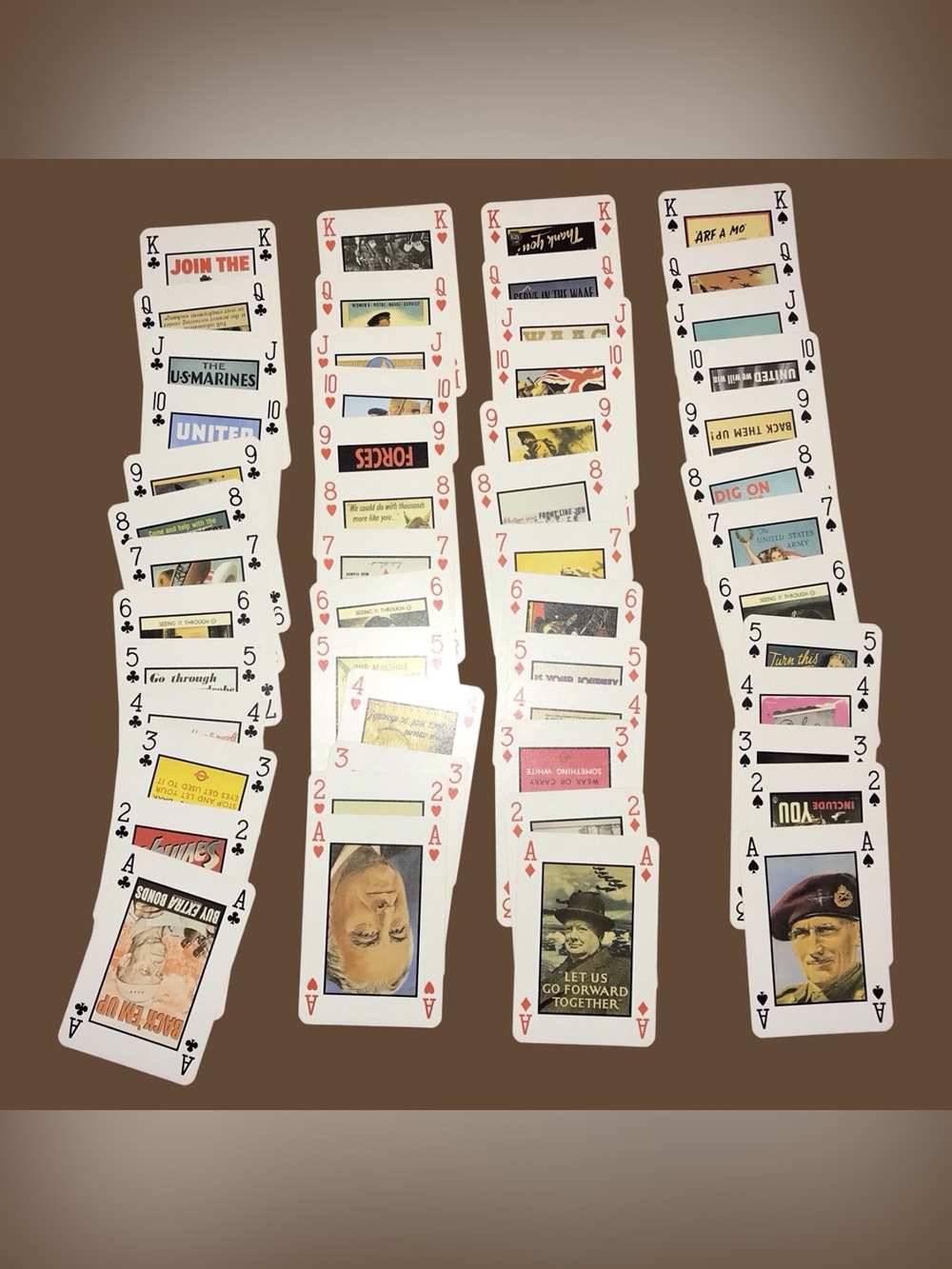 Vintage Second World War Historic Art Poster Playing Cards